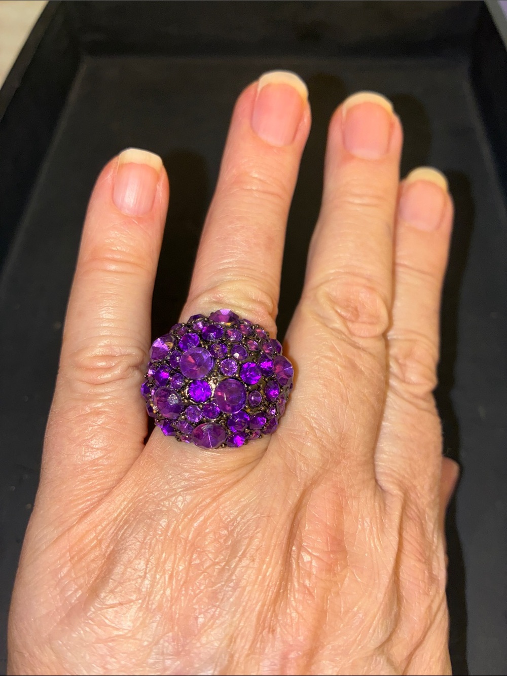 Statement Purple Crystal Dome Stretch Ring